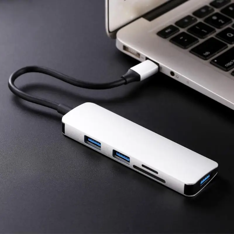 Алюминиевый сплав Тип usb-C концентратора Тип-C до 3 Порты USB 3,0 SD/TF Card Reader адаптер кабель для Mac Windows ноутбука Высокое качество