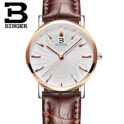 Ультратонкие наручные часы водонепроницаемые женские часы Switzerland BINGER женские часы люксовый бренд кварцевые из нержавеющей стали B3051W-1 - Цвет: Item 6