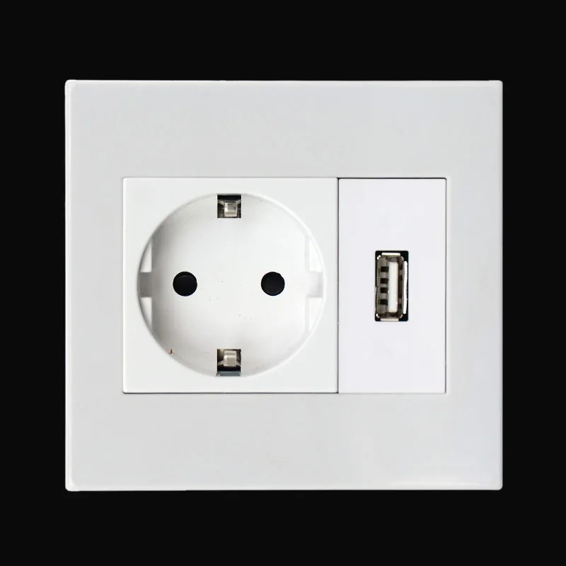 

86 type European German standard double wall power outlet with USB socket 250V 16A CR-SRD