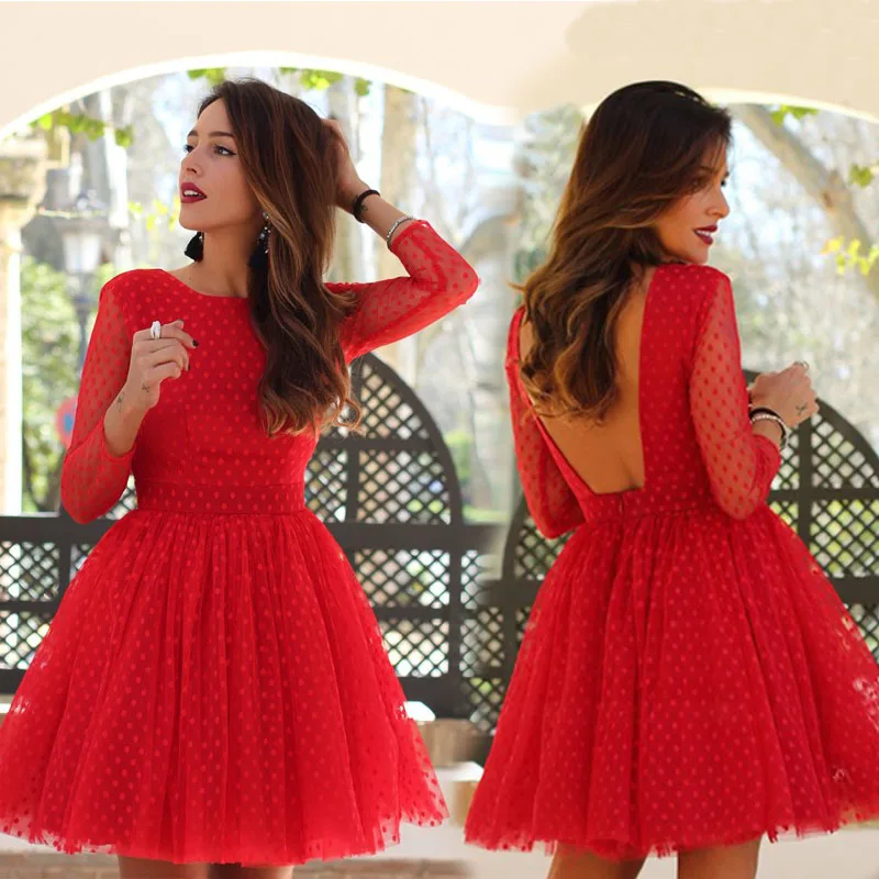 red lace dress long sleeve