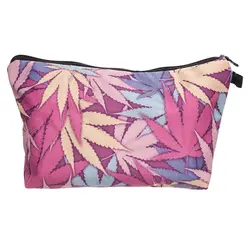 Тенденция Для женщин neceser Портативный составляют сумка 3D печать травы розовый Организатор Bolsa feminina путешествия туалетные сумка, косметичка
