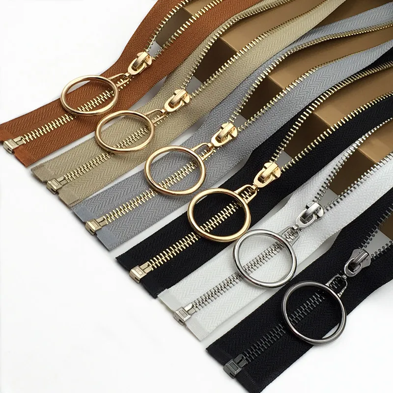 

No.5 metal zipper for sewing diy clothes zipper repair copper zipper 60 70 80 100 120cm 2pcs/lot detachable zip ring puller