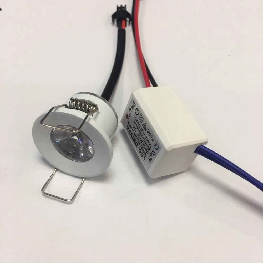 5pcs new model LED Mini Cabinet Downlight 1W diameter 31mm dc12v silver Frame Recessed Ceiling No Flicker Spot Lights For Home