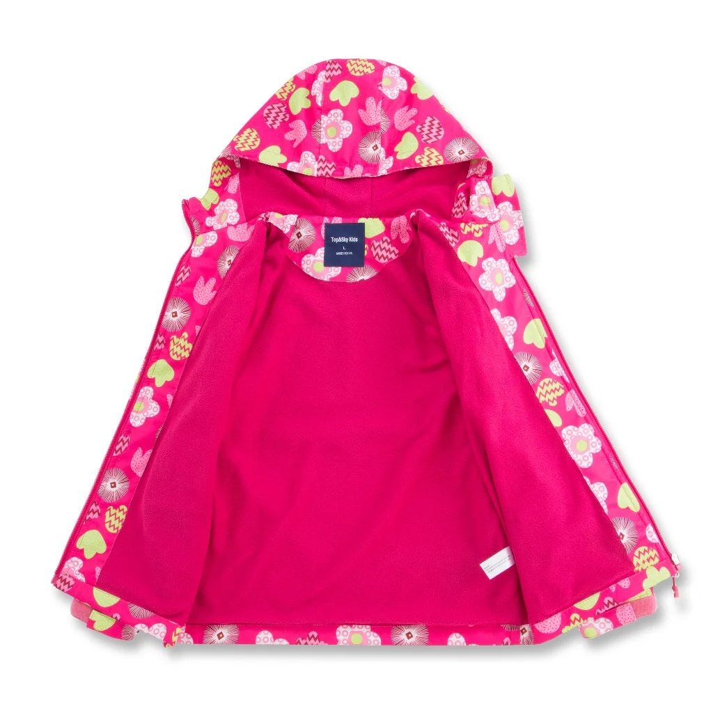 Детские флисовые водонепроницаемые куртки с цветочным принтом; детская флисовая куртка для походов; ветровка для кемпинга; зимнее теплое пальто для маленьких девочек; верхняя одежда