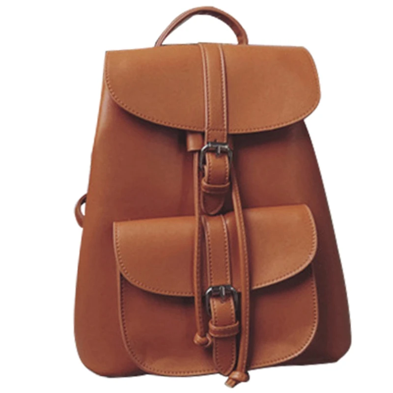 Brown Модные Женские Pull-Rope из искусственной кожи рюкзак ремень украшение Школьный Рюкзак Студенческая сумка(коричневый - Цвет: Brown