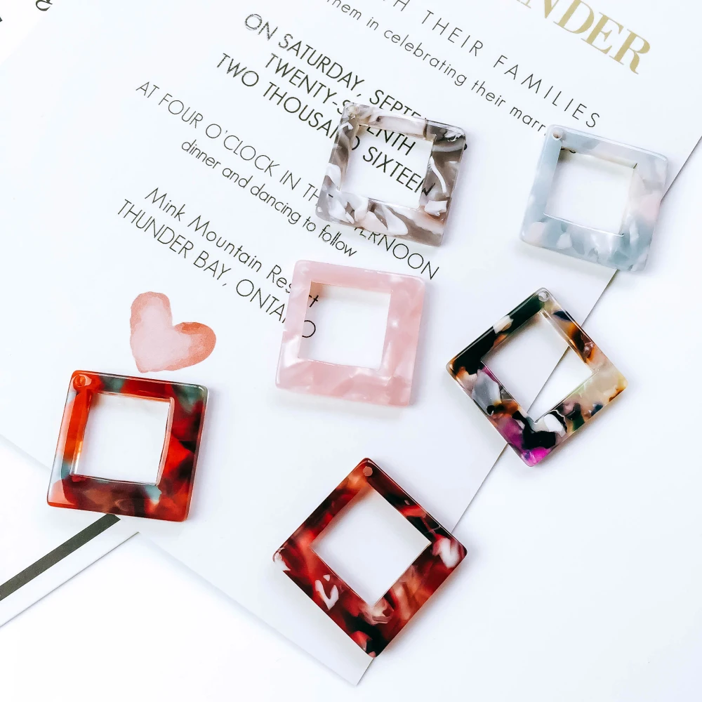 Ear Drop 8 Colors Square Earring Accessories Pendant Necklace Charms Diy Handmade Material 6pcs | Украшения и аксессуары