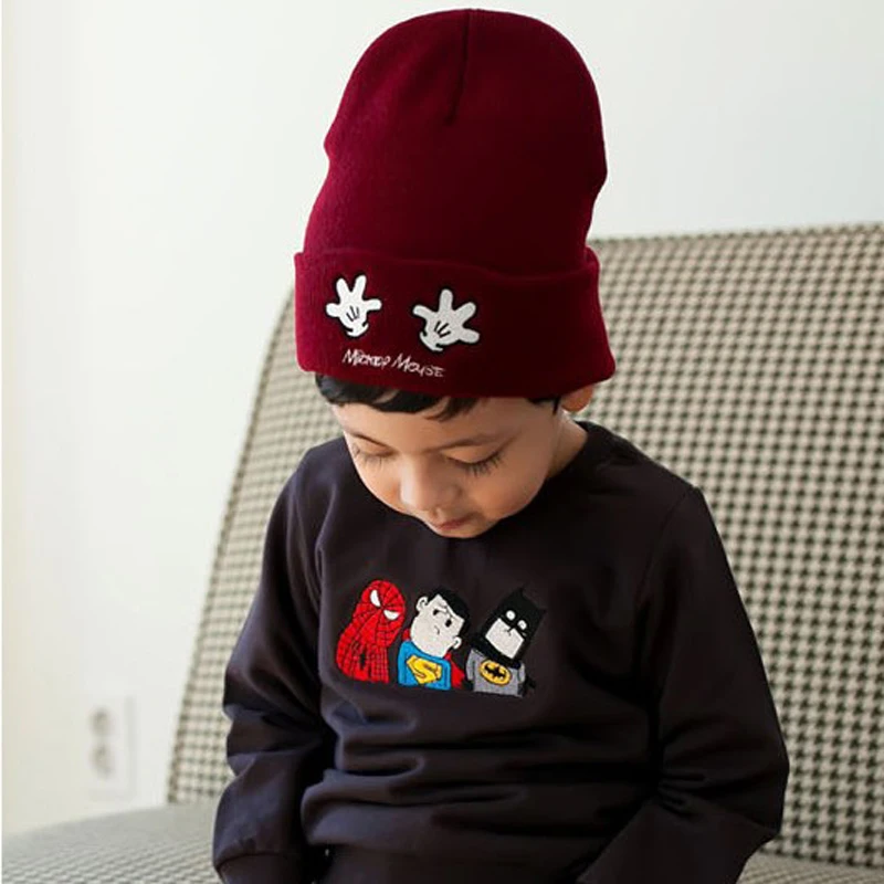 2018 New Hats for Kids Winter Caps for Boys Double Palm Embroidered