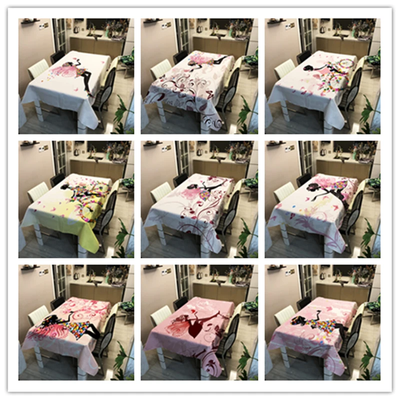 Digital printing polyester waterproof Butterfly girl tablecloth on the flower pattern optional support to map custom | Дом и сад