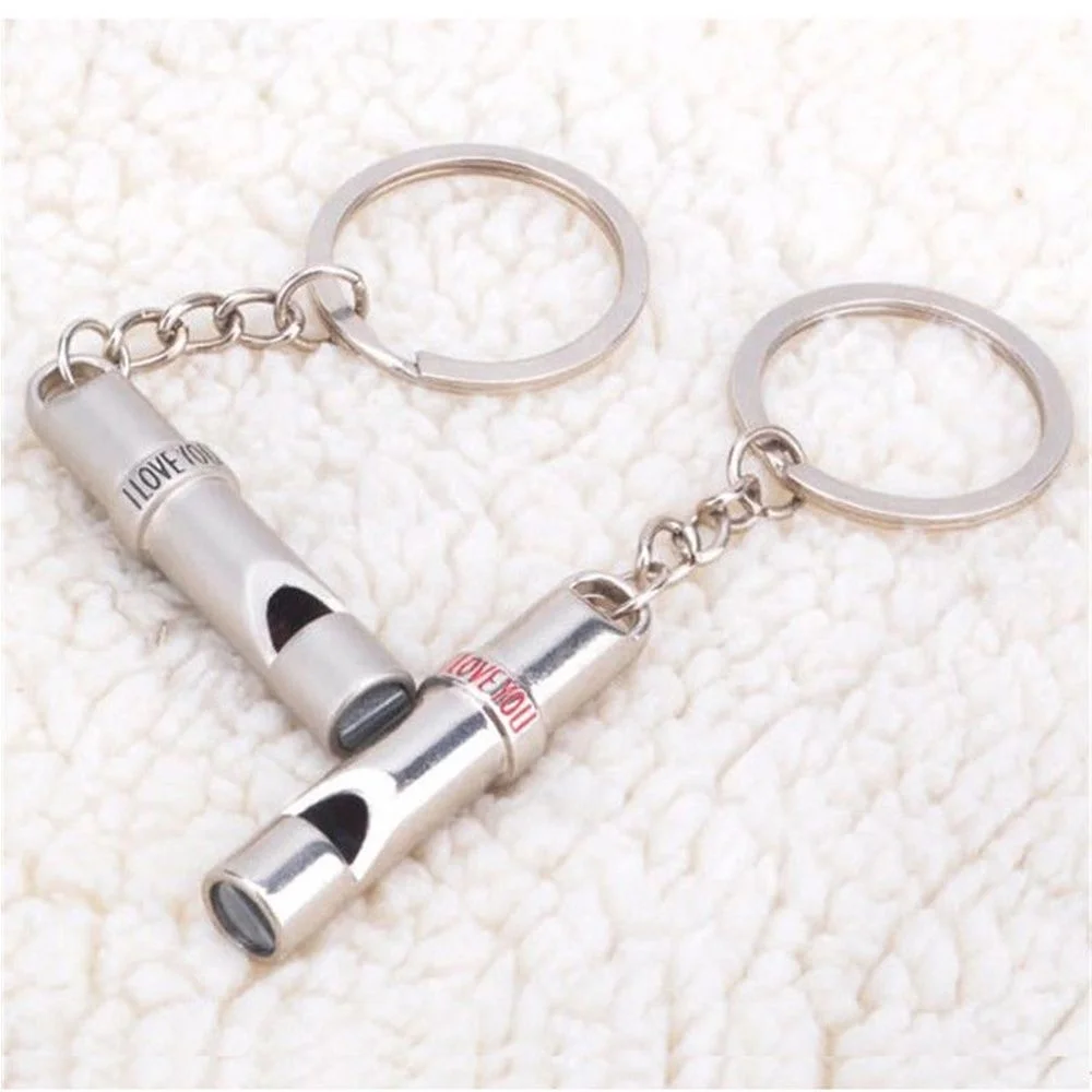 

1 Pair 2PCS Stylish Whistle Pendant Key Chain Keyring Ring Love Keychain Keyfob Lover Gift