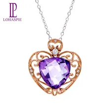 LP высокого ing Твердые серебряные ювелирные изделия с покрытием из розового золота 18 К Природный Уругвайский аметист драгоценный камень в форме сердца кулон мелкозернистый камень ювелирные изделия Best friend»