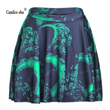 Candice Эльза женские юбки цифровая печать оптом зеленый дракон плиссированная юбка Skt1173