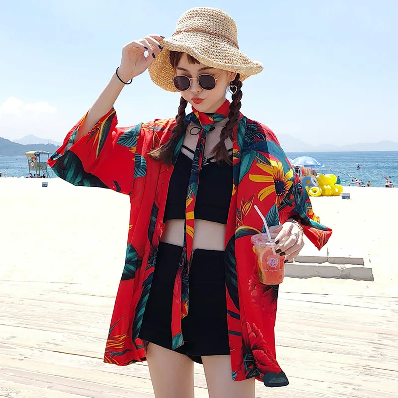 2 colors Harajuku style summer loose digit printed Sun Protection