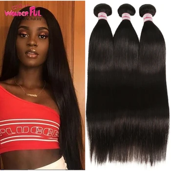 

Straight Hair Weave Bundles Natural Color Peruvian Human Hair Bundles Remy Hair Extensions Can Buy 3/4 Bundles