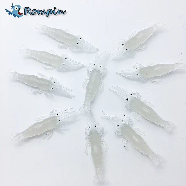 Rompin 10pcs/lot soft lure shrimp bait luminous soft bait worm lures carp  fishing lures Realistic soft bait sabiki Artificial