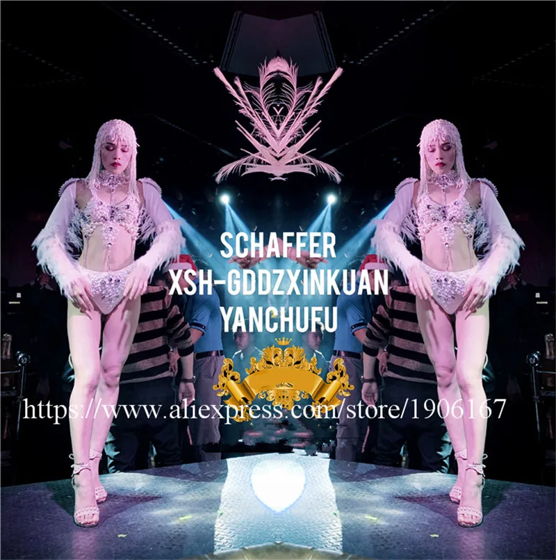 Party sexy stage show dress bikini head piece singer performance wears outfits ds bodysuit bar show cloth dance costume club02