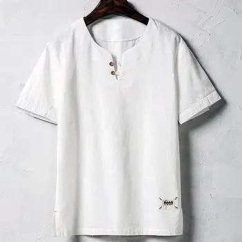 

Men Cotton Linen Shirts Short Sleeves Pullover Summer Breathable Mens Quality Casual Shirts Slim Fit Male Clothing TS-161