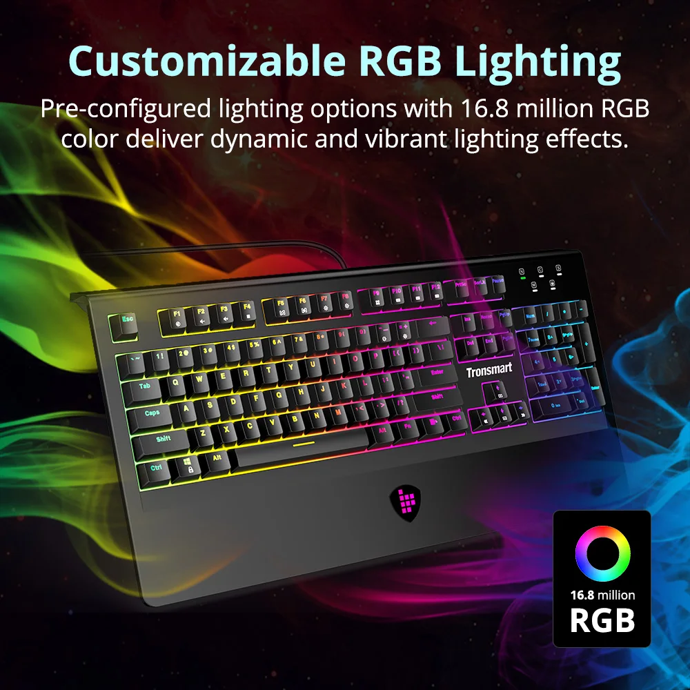  Tronsmart TK09R Mechanical Keyboard Gaming Keyboard USB Keyboard 104 Key with RGB Backlit Macro Blu