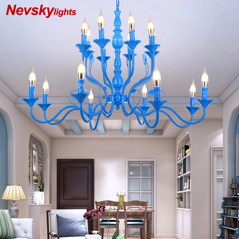 

Mediterranean style Chandelier Wrought LED E14 Chandeliers Lighting for dining Fixtures led Hanging Lamp ceiling For Living Room
