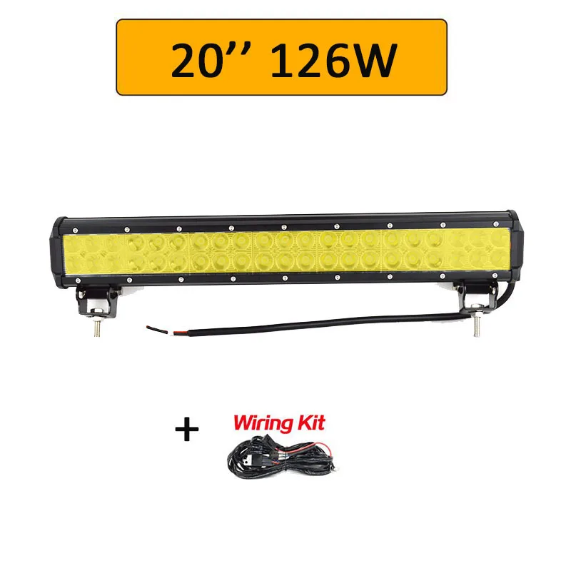 20in 126w wiring Auxtings желтый 20 дюймов 126 Вт 12 ''22'' 20 ''внедорожный светодиодный светильник 12 в 24 В точечный прожектор Янтарный противотуманный фонарь для джипа автомобиля 4WD грузовика внедорожника - Цвет: 20in 126w wiring
