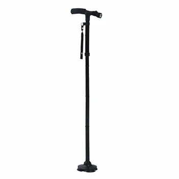 

Folding LED Light Safety Walking Stick 4 Head Pivoting Trusty Base For Old Man T Handlebar Trekking Poles Cane for Hiking