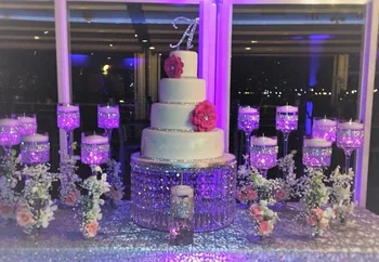 

Round Clear Acrylic Cake Stand With Hanging Crystal 16inch 20inch Square Event & Party Supplies Wedding Decorations Party Decor