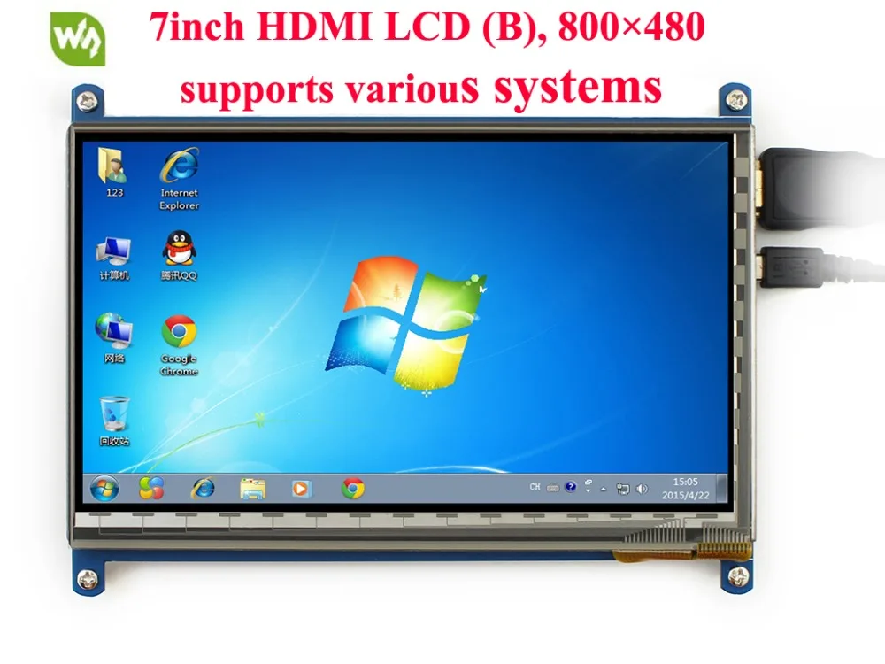 Waveshare 7 дюймов HDMI lcd(B) 800*480 емкостный сенсорный экран HDMI интерфейс для Raspberry Pi BB Черный и банан Pi/Pro