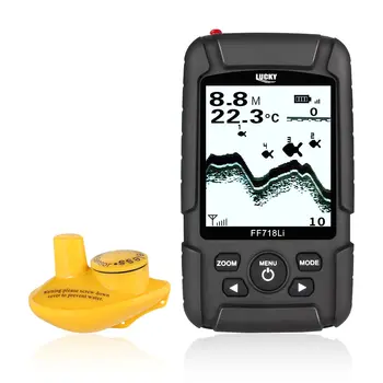 

LUCKY FF718Li-W Fish Finder Monitor Wireless Sonar Fishfinder Fish Detector180m LCD LED Back Lighting Echo Sounder De Pesca