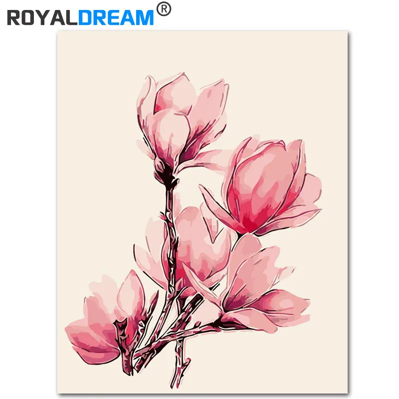 

ROYALDREAM Red Flower DIY Painting By Numbers Acrylic Paint By Numbers HandPainted Oil Painting On Canvas For Home Decor