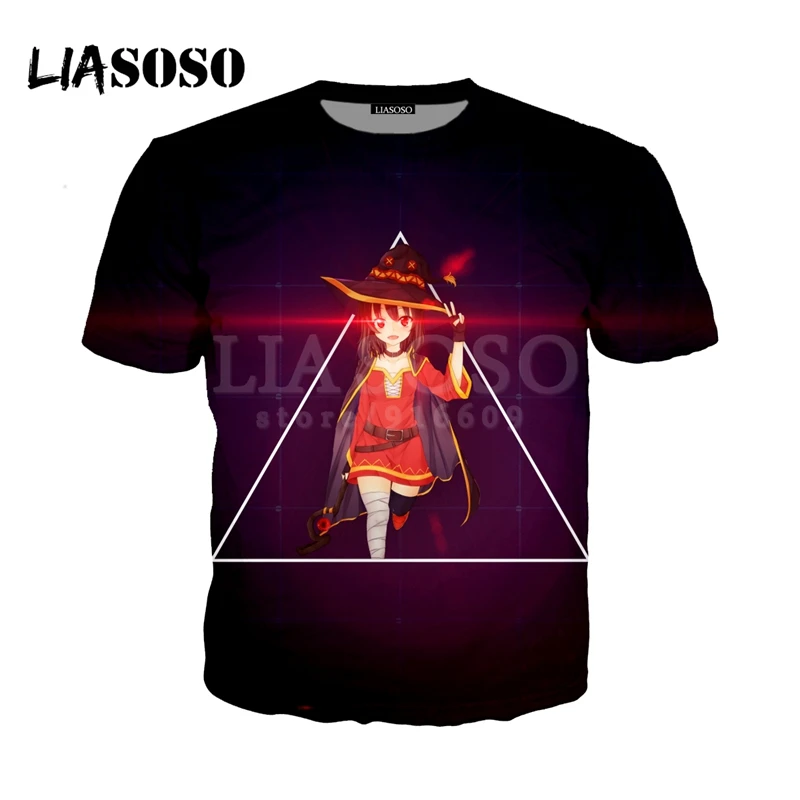 

LIASOSO NEW Anime Konosuba Kawaii Tees 3D Print t shirt/Hoodie/Sweatshirt Unisex Megumin Cosplay Hipster Good Quality Tops G1448