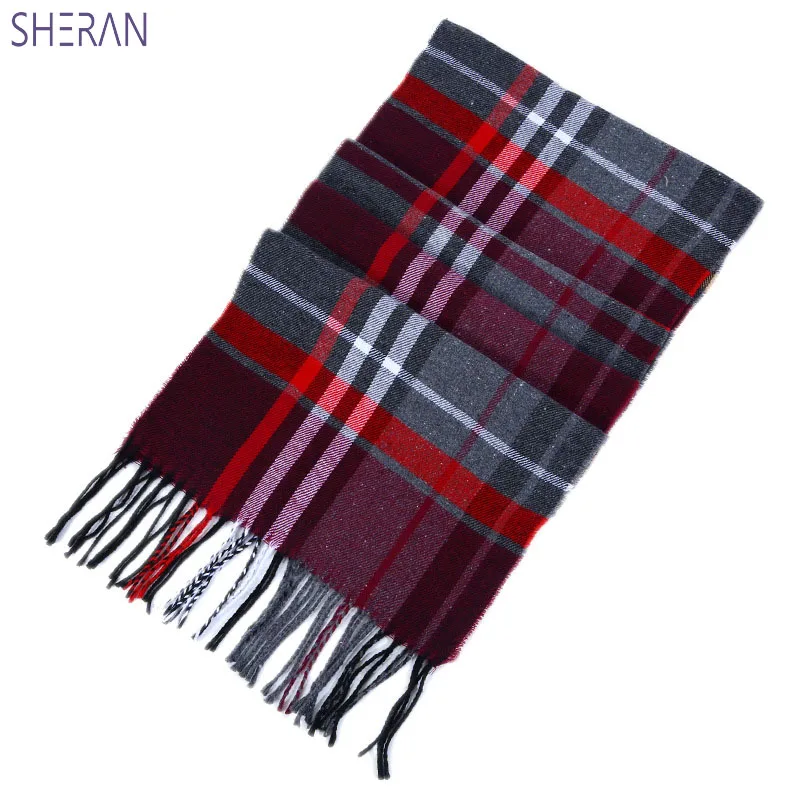 Мужской женский осенне-зимний шерстяной имитация кашемира плотный теплый двусторонний шарф для влюбленных корейский Британский клетчатый шарф