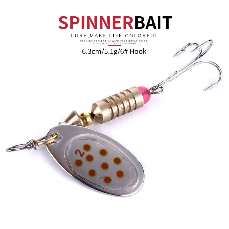 

1Pcs Spinner Spoon Metal Bait Fishin Lure Sequins Crankbait Spoon baits for Bass Trout Perch pike rotating Fishing 6.3cm 5.1g