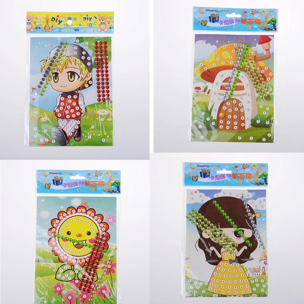 12Pcs/lot Handmade DIY Diamond Sticker Crysta Paste Painting Mosaic Puzzle Toys Handmade Stickers For Kids Random Style