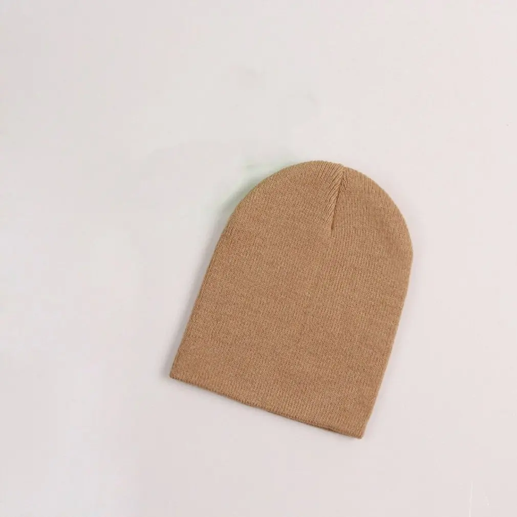 Хаки С принтом в виде героев мультфильмов, однотонные Цвет для малышей; с монохромным принтом Слои вязаная шапочка из хлопка детская шапка шапочка детская голова Кепки детская теплая вязаная шляпа - Цвет: Хаки
