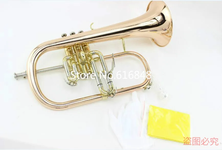 

Phosphor Copper Gold Lacquer MARGEWATE Professional Flugelhorn Bb Trumpet Brand Quality Monel Valves For Students Free Shipping