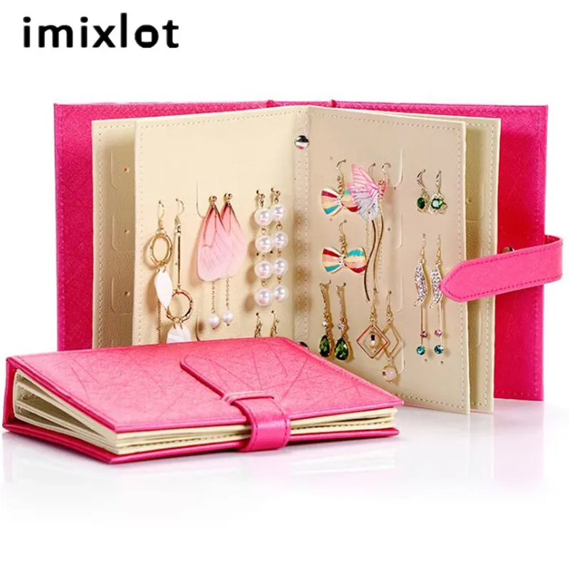 imixlot Leather Creative Book Shape Jewelry Display Box Storage