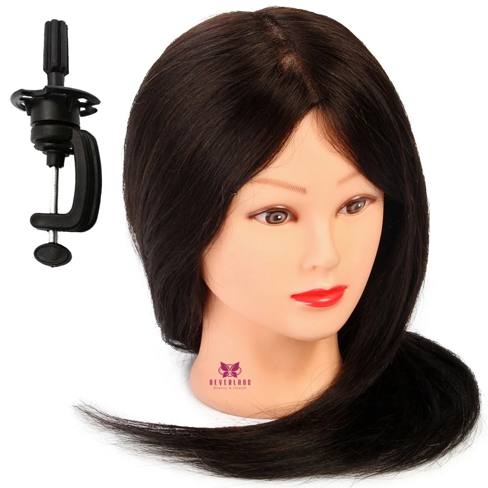 20" Straight Real Hair Training Head Mannequin Dummy Wig Head Women