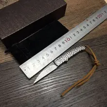 Ручной Кованый дамасский Стальной Охотничий Нож 58 HRC Дамасская стальная фиксированная рукоятка ножа из черного дерева кожаная оболочка армейский нож для выживания