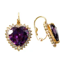 Navachi в форме сердца синтез фиолетовый кубический циркон кристалл желтый серьги-кольца оптом SMT2826