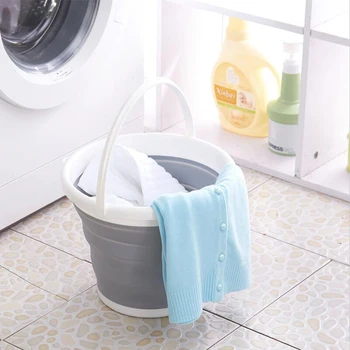 

5L/10L Folding Bucket Portable Car Wash Fishing Bathroom Kitchen Silicone Travel Bucket Outdoor Camping Supplies Home Bucket