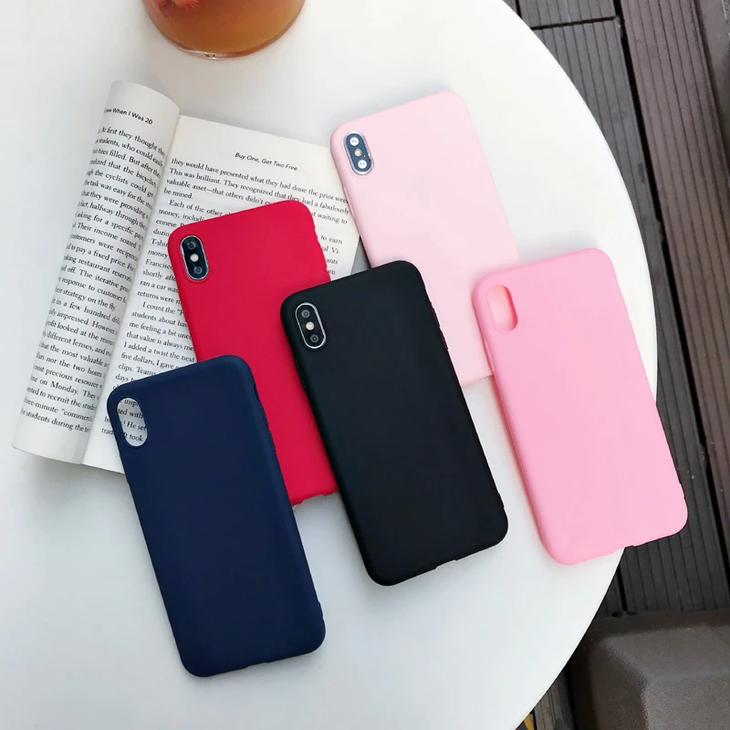 Чехол для Телефона iPhone 7 8 X XR XS Max 6 6s Plus 5 5S SE простой однотонный Ультратонкий Мягкий
