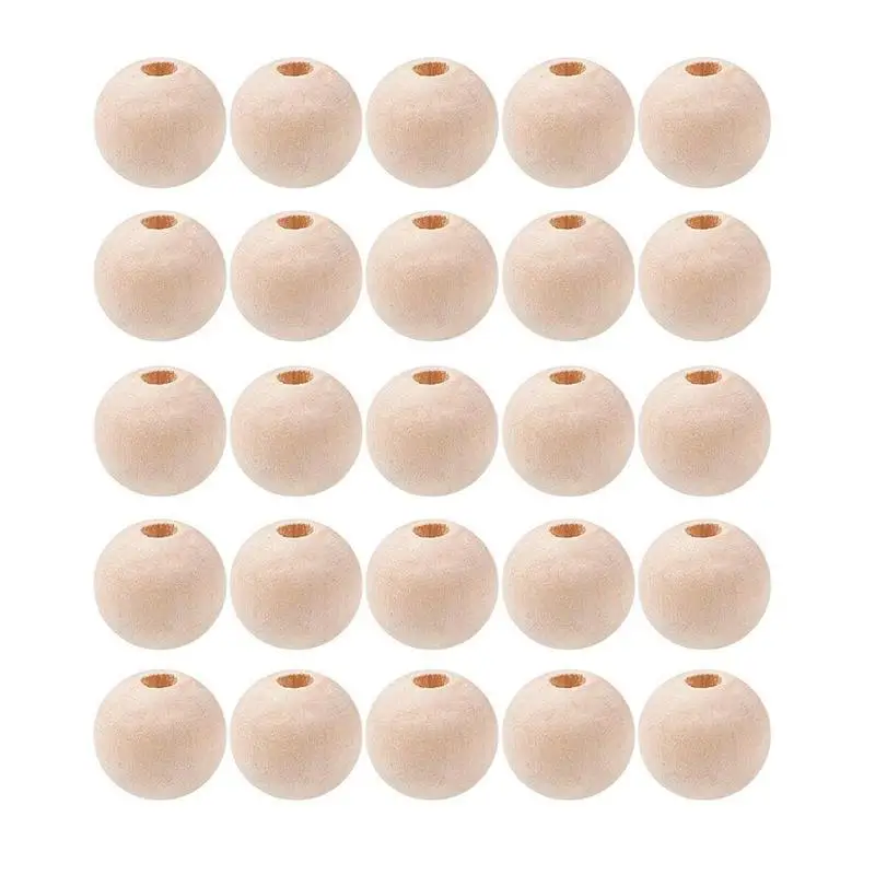 

Natural Ball Round Spacer Wooden Beads Eco-Friendly Natural Color Wood Beads Lead-Free Wooden Balls for DIY Decoration
