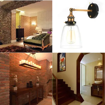 

Lixada Vintage Glass Wall Sconces Rustic Country Wall Lamps Retro Mounted Wall Bedroom Stair Mirror Lamps