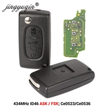 Jingyuqin llave remota de coche de 3 botones para CITROEN C1 C2 C3 C4 C5 Berlingo Picasso alarma de Control (CE0536 523, ASK/FSK, HU83 VA2)