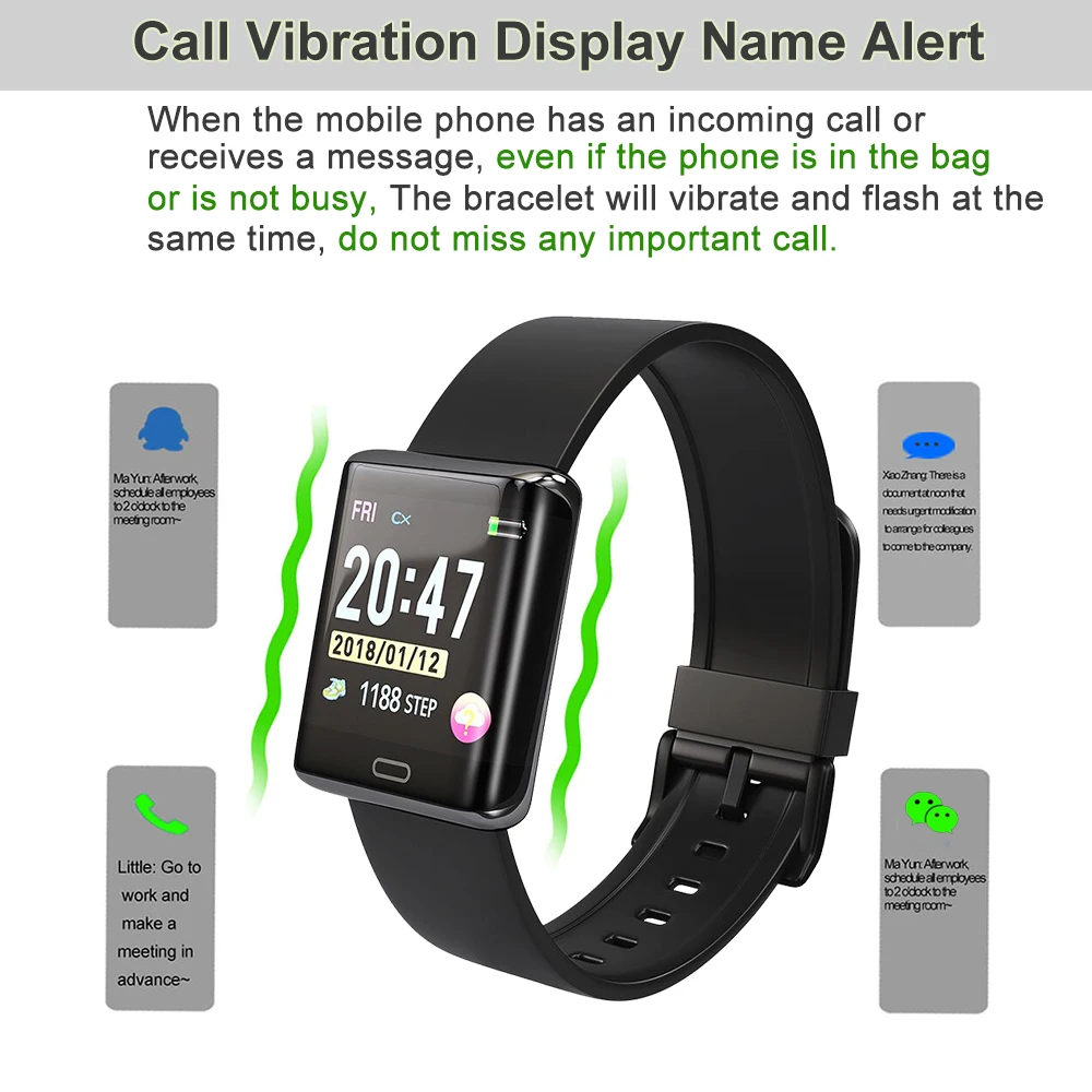 Twinbuys T11 1.3inch TFT Screen Smart Watch Bluetooth 4.0 Heart Rate Sleep Monitor Blood Pressure Tracker Sports Bracelet
