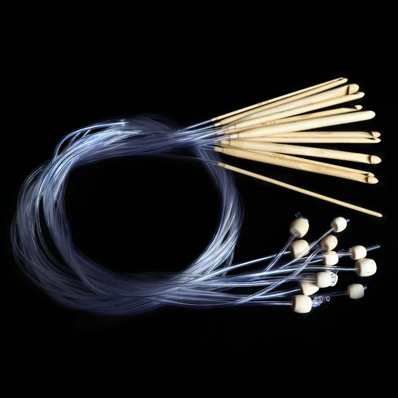 12 sizes of 120cm long transparent tube bamboo circular knitting needle cover knitting needles