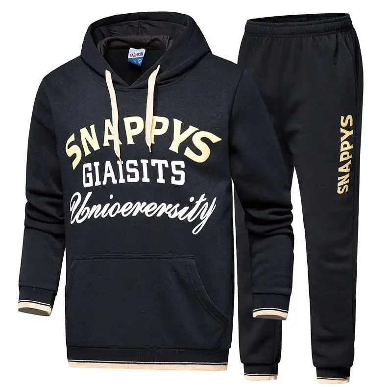 2019 Cotton Men Sets High Quality Hooded Pullover Tracksuit Male Sweatshirt Men Sportswear Suits Youth Sweatshirts+Sweatpants 03