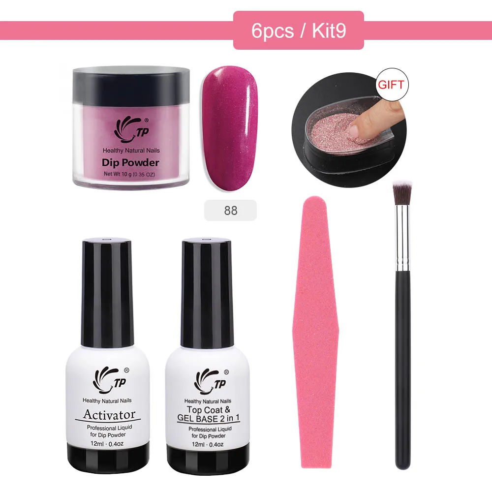 

TP Dipping Powder Set Dips French Powder White Chrome Shinning Manicure Nail Glitter Salon Professional top coat base Starter