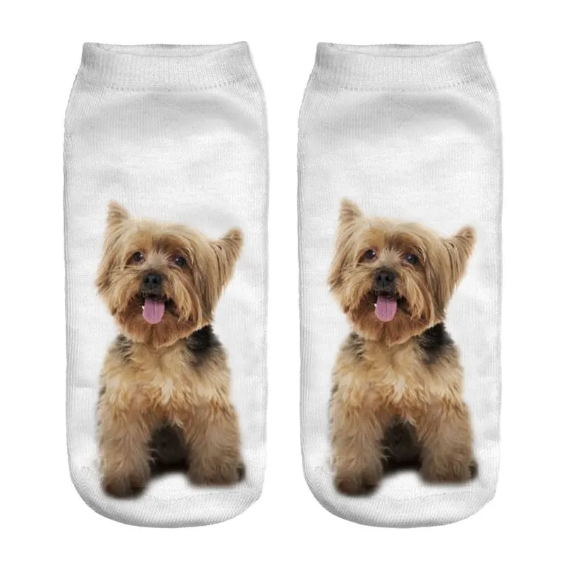 Women Schnauzer Short Socks Young Lady Girls Casual Cute 3D Dog Anklet Print Cotton Socks for Summer (2)