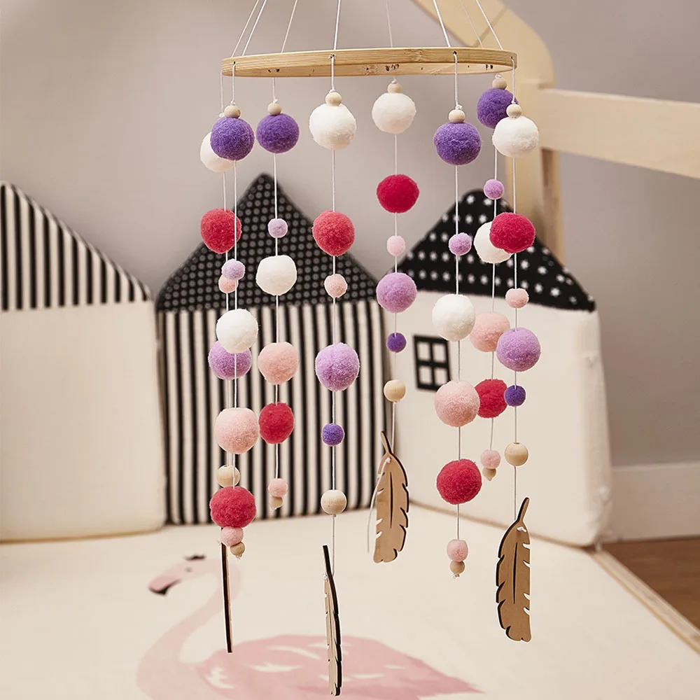 Baby Nordic Style Rattles Mobile Wooden Beads Wind Chimes Bell Toys for Kids Room Bed Hanging Decor Tent Decor Photography Props