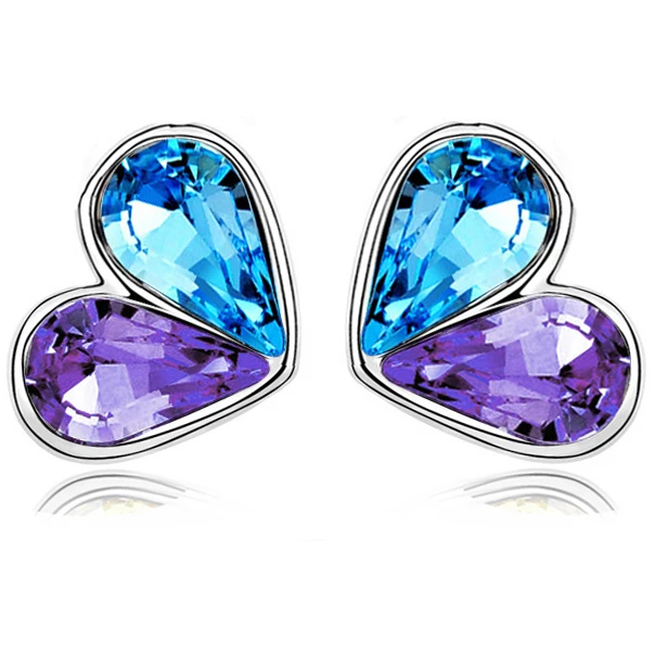 Женские серьги гвоздики с австрийским кристаллом|earings women jewelry|heart stud earringsbrand earrings |